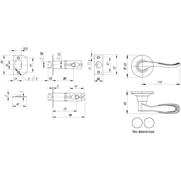 Ручка Punto (Пунто) защелка DK630 MAB-PS (6030 MAB-P) (без фик.) мат.бронза 