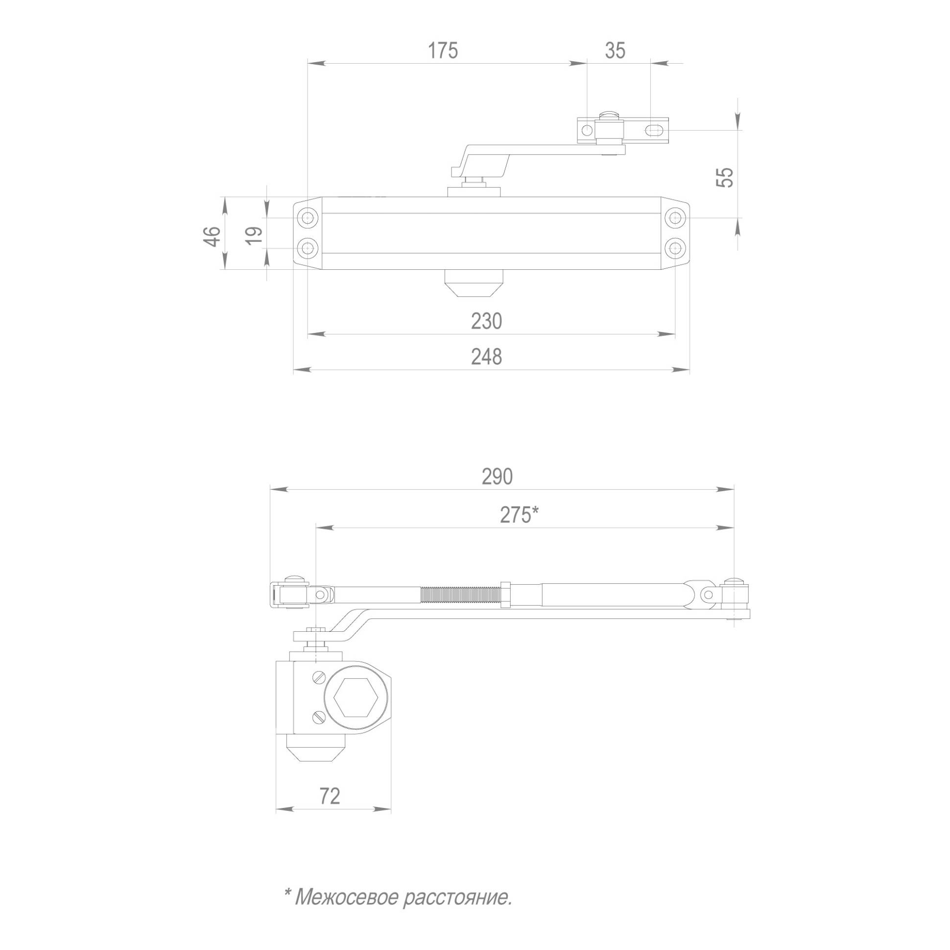 Доводчик Fuaro (Фуаро) дверной DC20-6W (DC-206W) BR до 160 кг (коричневый) 