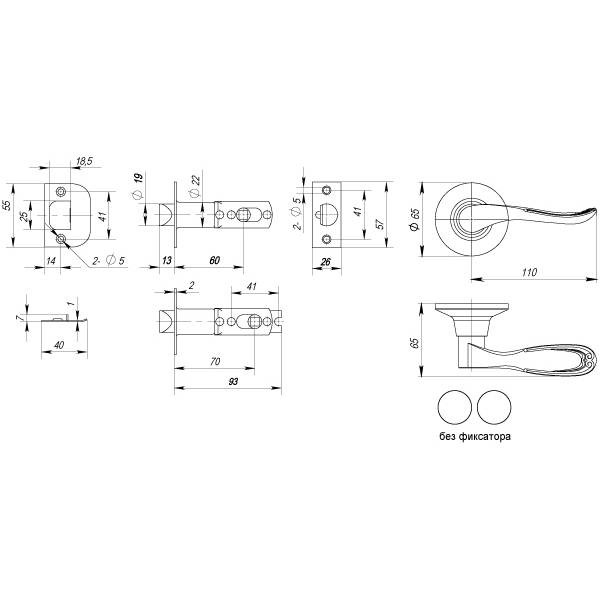 Ручка Punto (Пунто) защелка DK630 PB-PS (6030 PB-P) (без фик.) золото 
