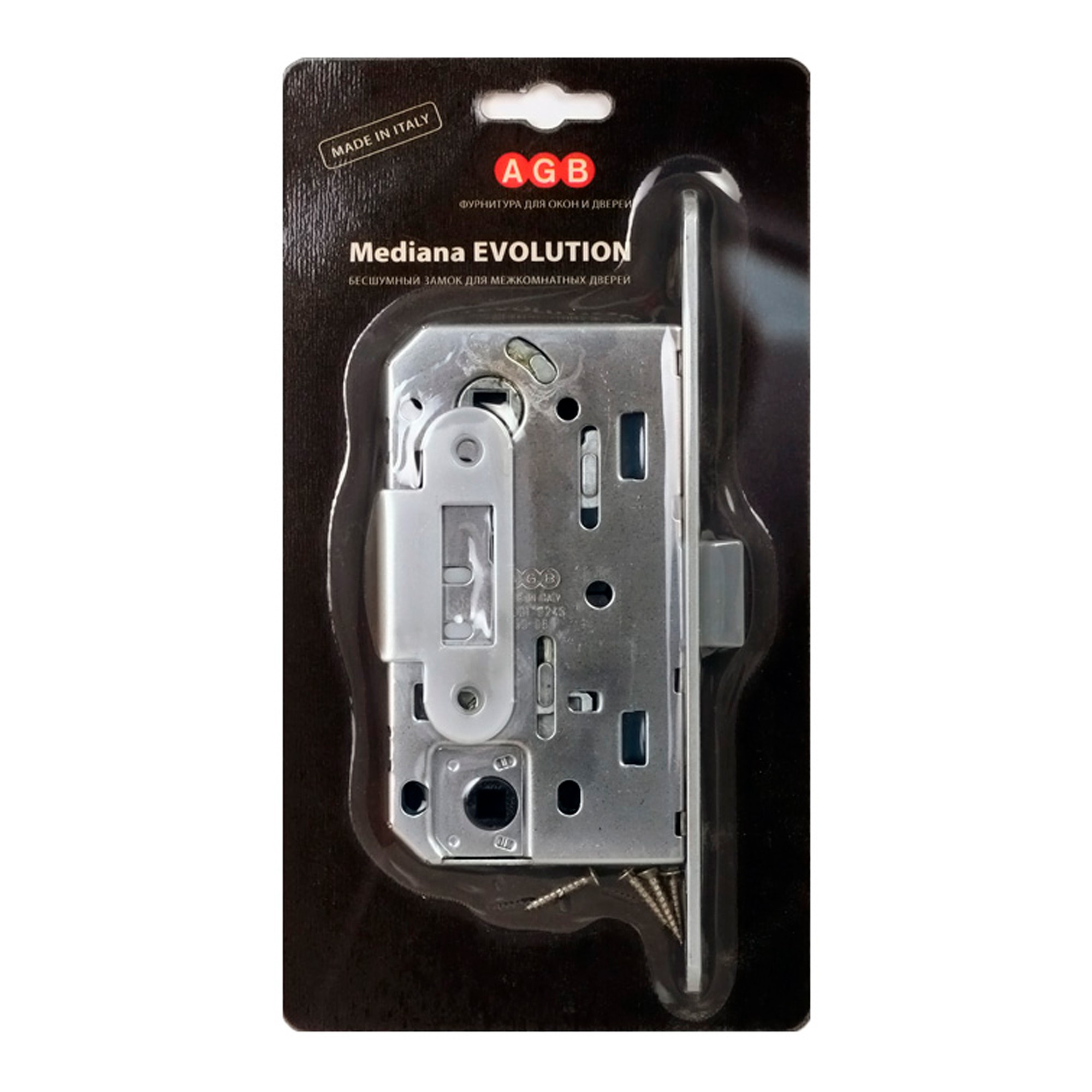 B01102.50.06.567 AGB (АГБ) Защелка врезная WC (никель) MEDIANA EV. (инд.упак+B01000.13) 