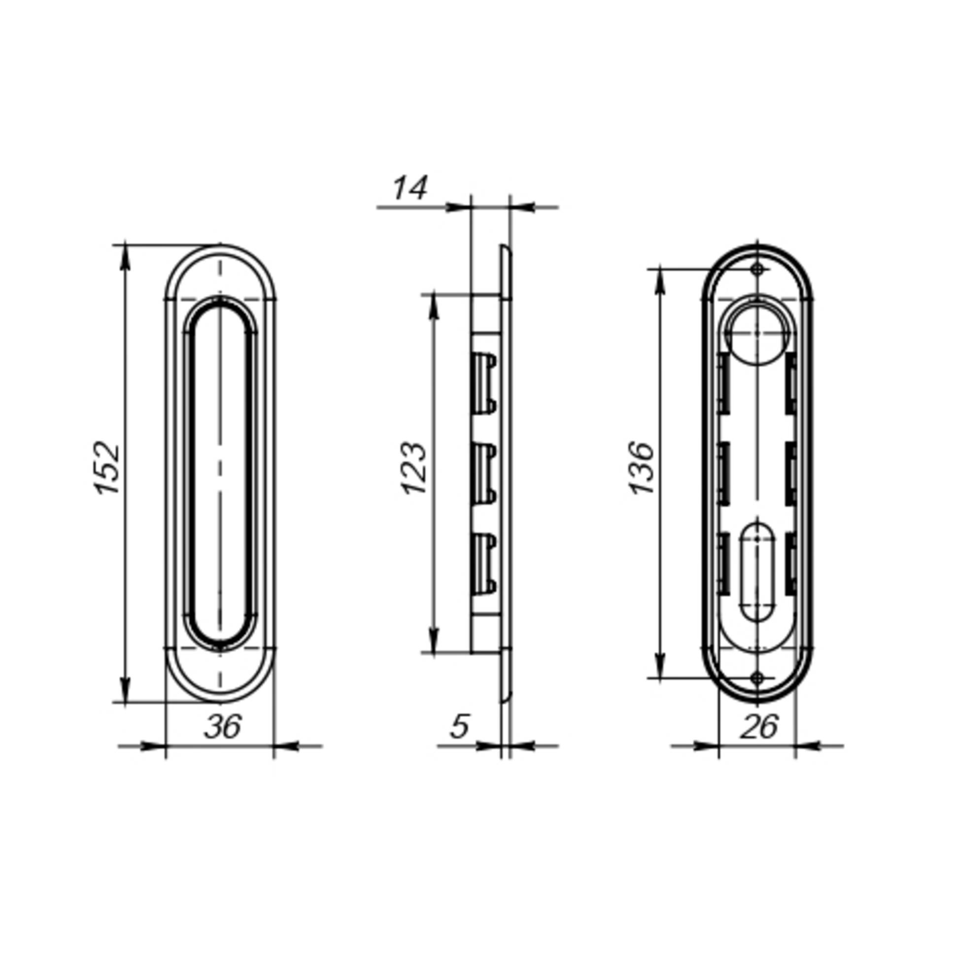 Защелка Punto (Пунто) с ручками для раздвижных дверей SH.SL152.KIT011-BK (Soft LINE SL-011) СP-8 хром 