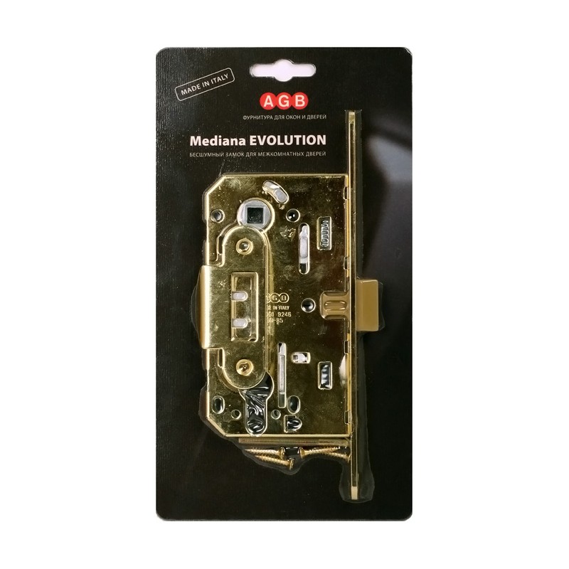 Корпус замка AGB (АГБ) под цилиндр MEDIANA EVOLUTION B01103.50.03.567 с отв. планкой B01000.13 (латунь) 