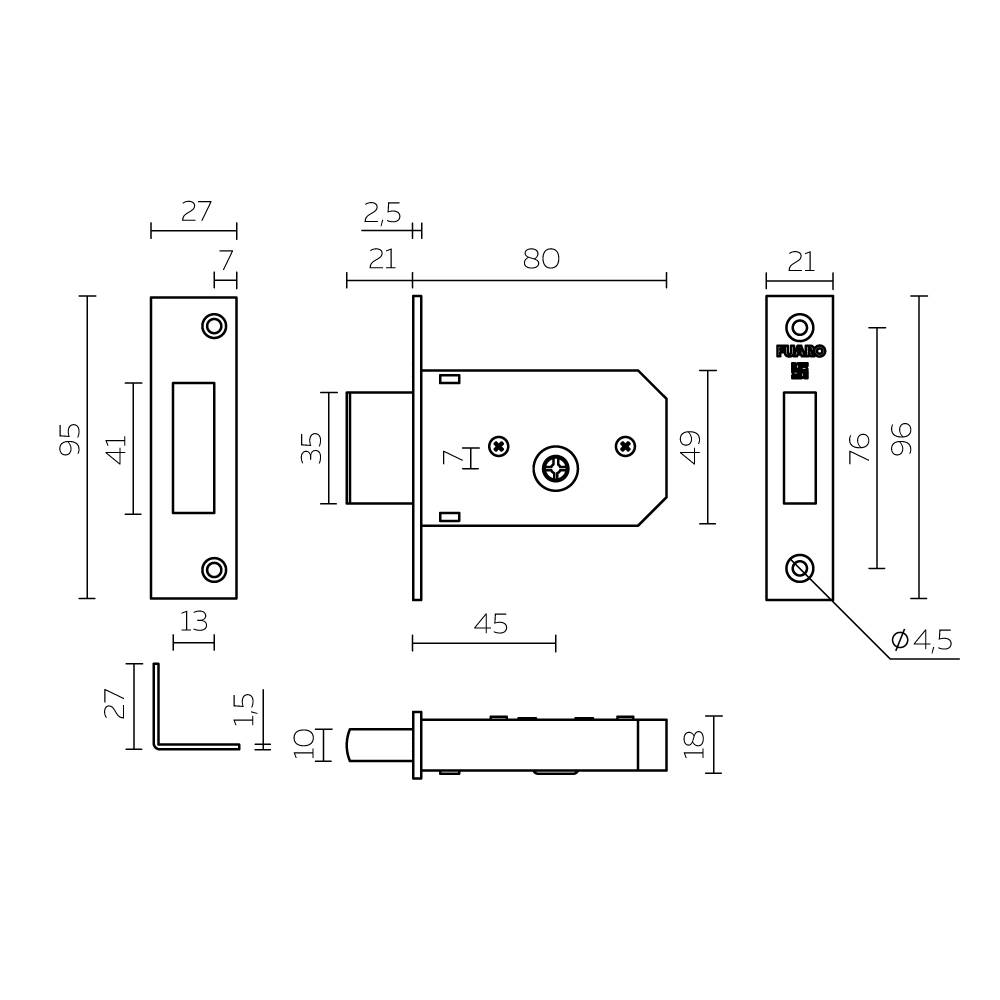 Замок Fuaro (Фуаро) врезной крестообразный X200 F (200 F) CP хром 3key 