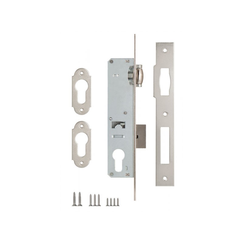 Корпус Kale kilit (Кале килит) узкопрофильного замка с роликовой защёлкой 155 (35 mm) w/b (никель) 