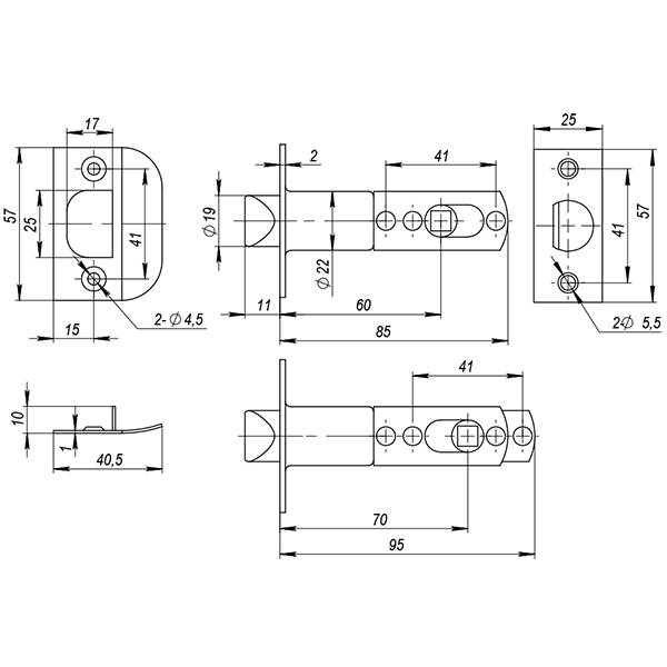 Ручка Ajax (Аякс) защелка DK682 CP-BK (6082 CP-B) (фик.) хром 