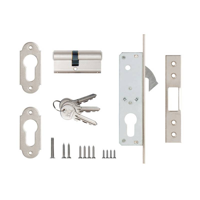 Замок Kale kilit (Кале килит) врезной цилиндровый узкопрофильный 201 (20 mm) (никель), 3 кл. 