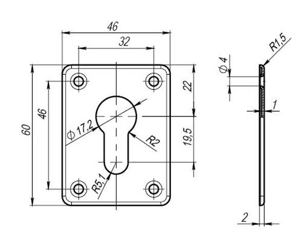 Накладка Fuaro (Фуаро) на цилиндр ESC.C+C/K.set (ESC083) CP хром (2шт.) 