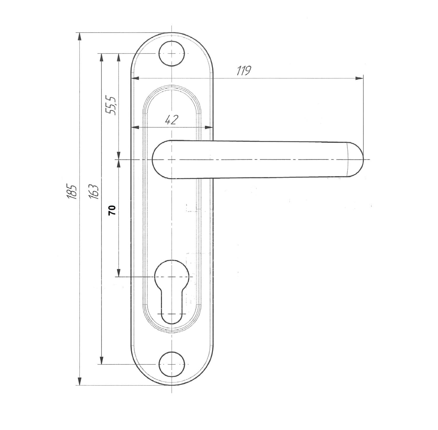 Ручка дверная Zenit (Зенит) на планке РФ1-70.02 хром 
