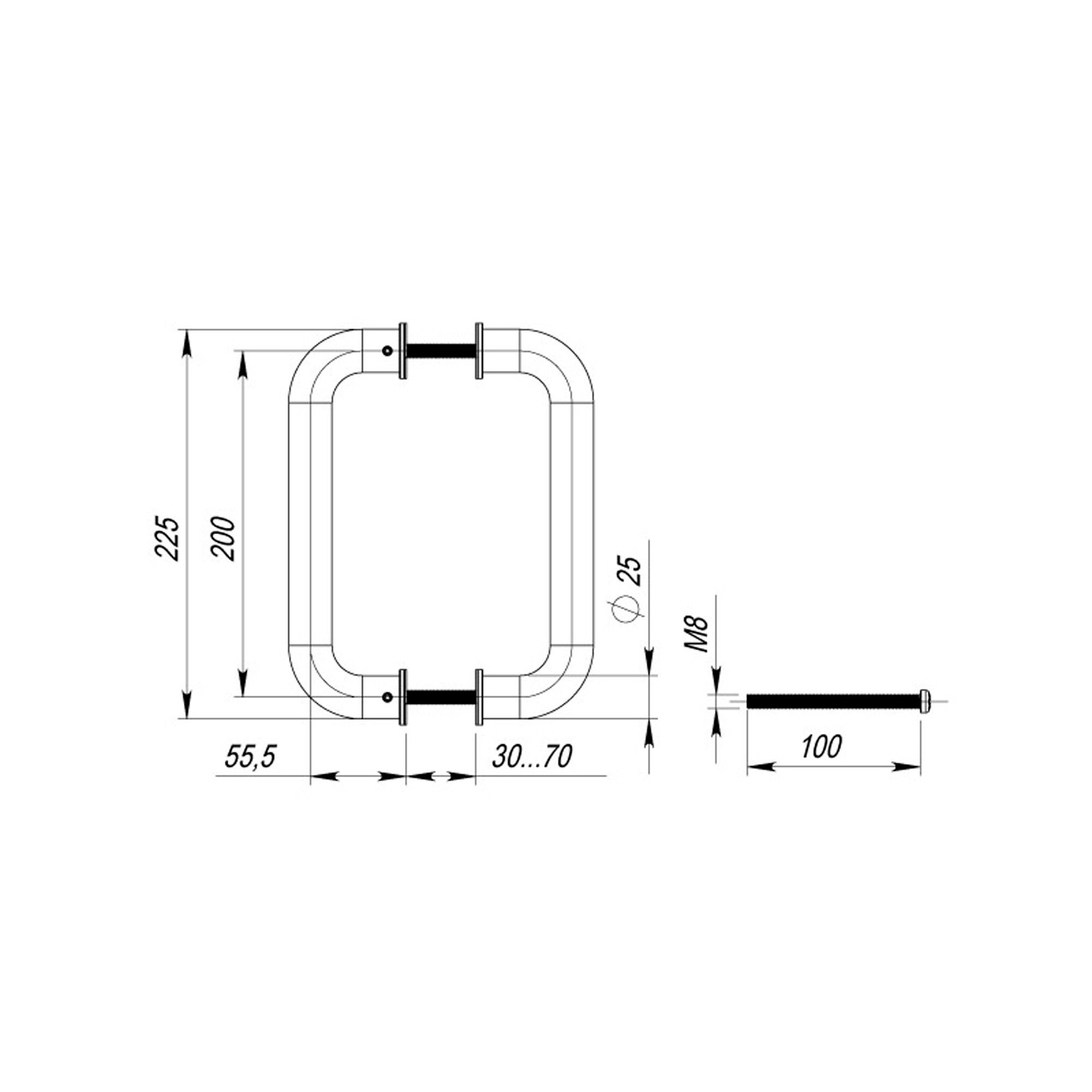 Ручка-скоба Fuaro (Фуаро) PULL.PH25/200.21 INOX 304 (PH-21-25/200-INOX) 