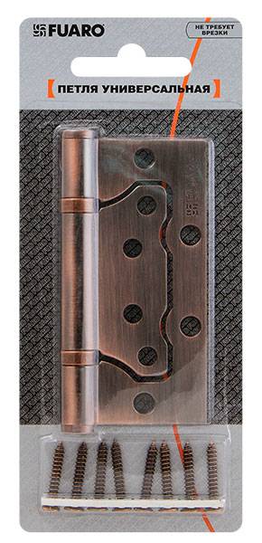 Петля Fuaro (Фуаро) универсальная без врезки IN4500W-BL AB (500-2BB/BL 100x2,5) бронза БЛИСТЕР 