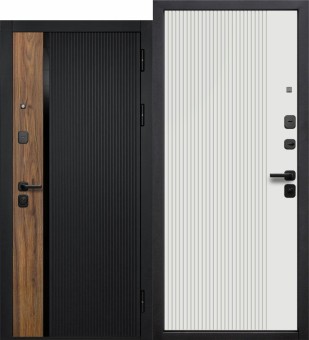 Кантри Сатин черный, орех каньон коньяк, черное стекло / Эмалит Белый