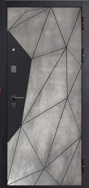 Геометрия Сатин черный, Бетон лофт грей / Бетон Снежный