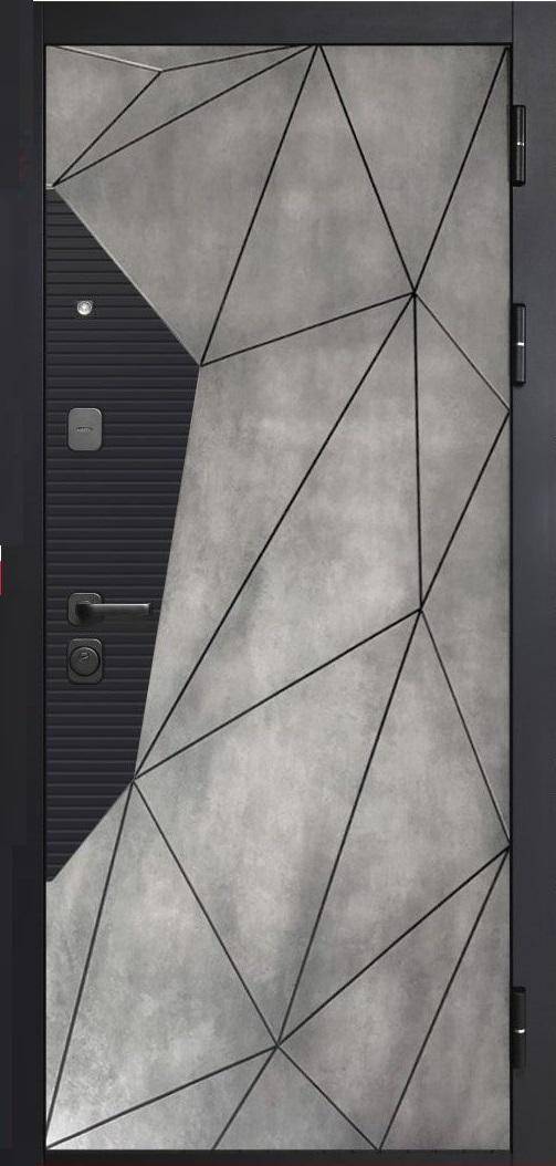 Геометрия Сатин черный, Бетон лофт грей / Бетон Снежный