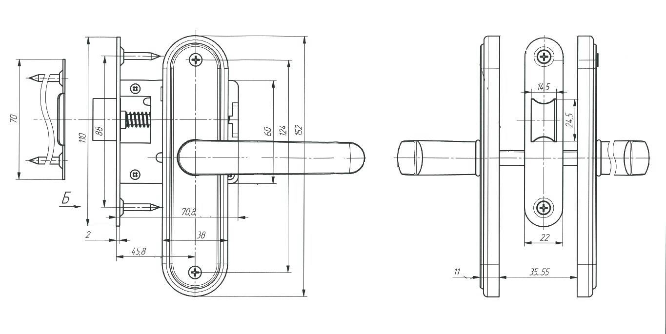 Защелка Absolyute (Абсолют) врезная ЗЩ1-45А (бронза) 