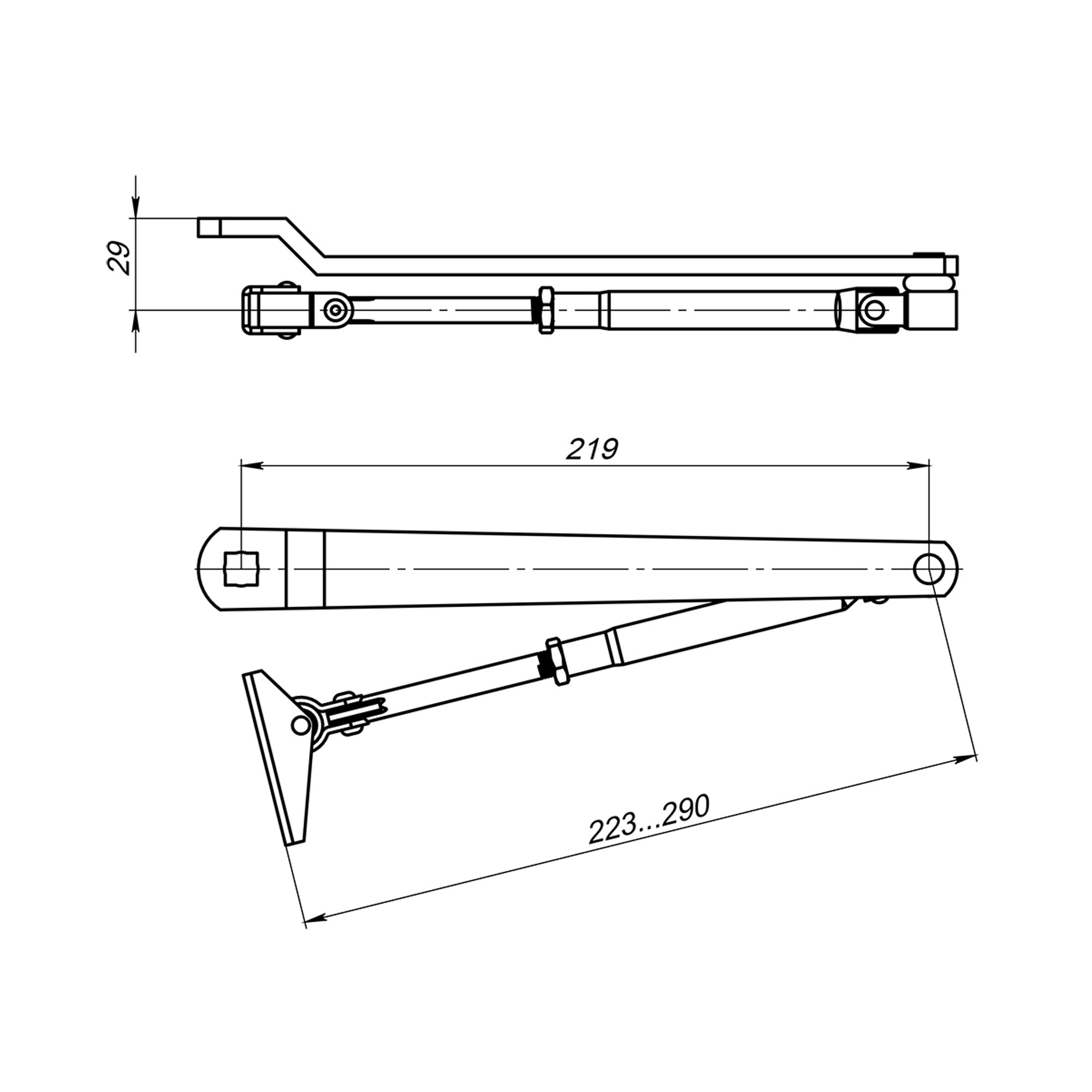 Тяга рычажная Fuaro (Фуаро) для доводчиков DCQ20-4 (40-80 кг) AL (алюминий) 