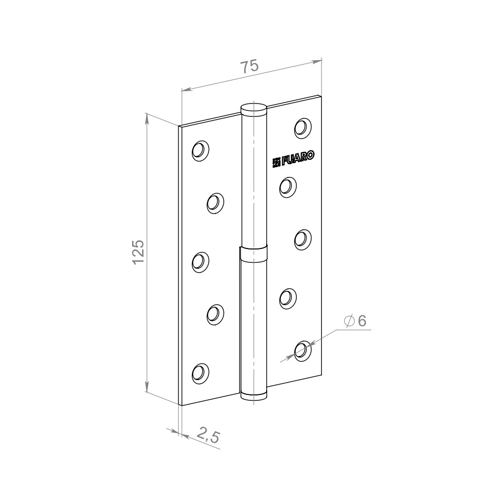 Петля Fuaro (Фуаро) съемная IN5430SR AB правая (413-5 125x75x2,5) бронза 