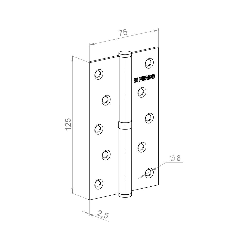 Петля Fuaro (Фуаро) съемная IN5430SR AB правая (413-5 125x75x2,5) бронза 