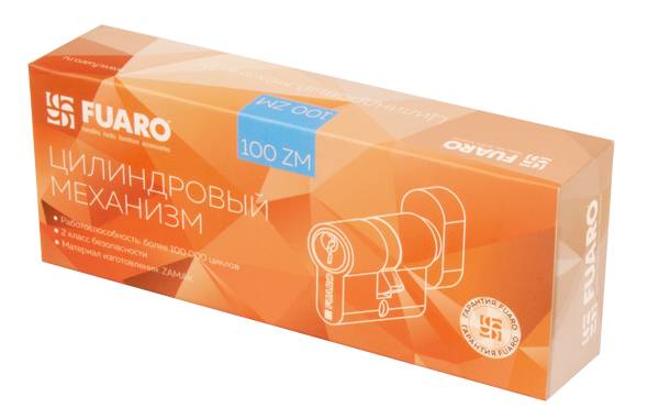Цилиндровый Fuaro (Фуаро) механизм (100 ZM/60) 1000ZMKnob60(25+10+25) CP хром 5Key с вертушкой 