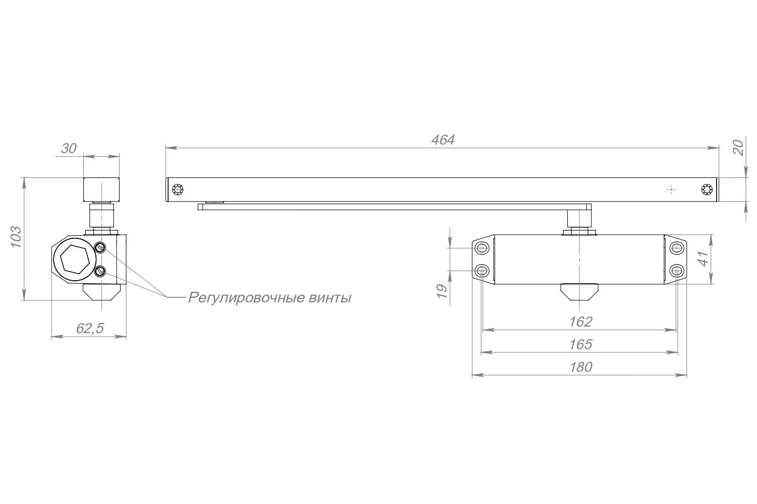 Доводчик Ajax (Аякс) дверной DCTR40-100 slide AL алюминий 