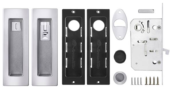Защелка Armadillo (Армадилло) с ручками для раздвижных дверей SH.URB153.KIT011-BK (SH011 URB) СP-8 хром 