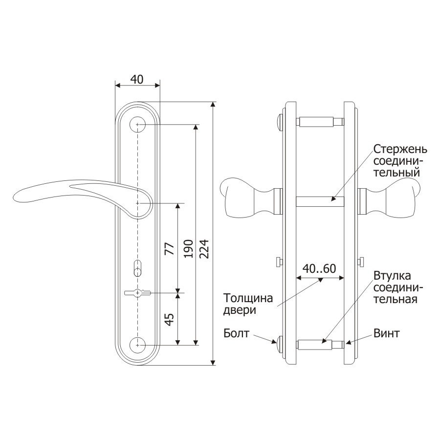 Ручка Guardian (Гардиан) дверная 4131 Вега (черный муар) /124:1:84(9005)/ 