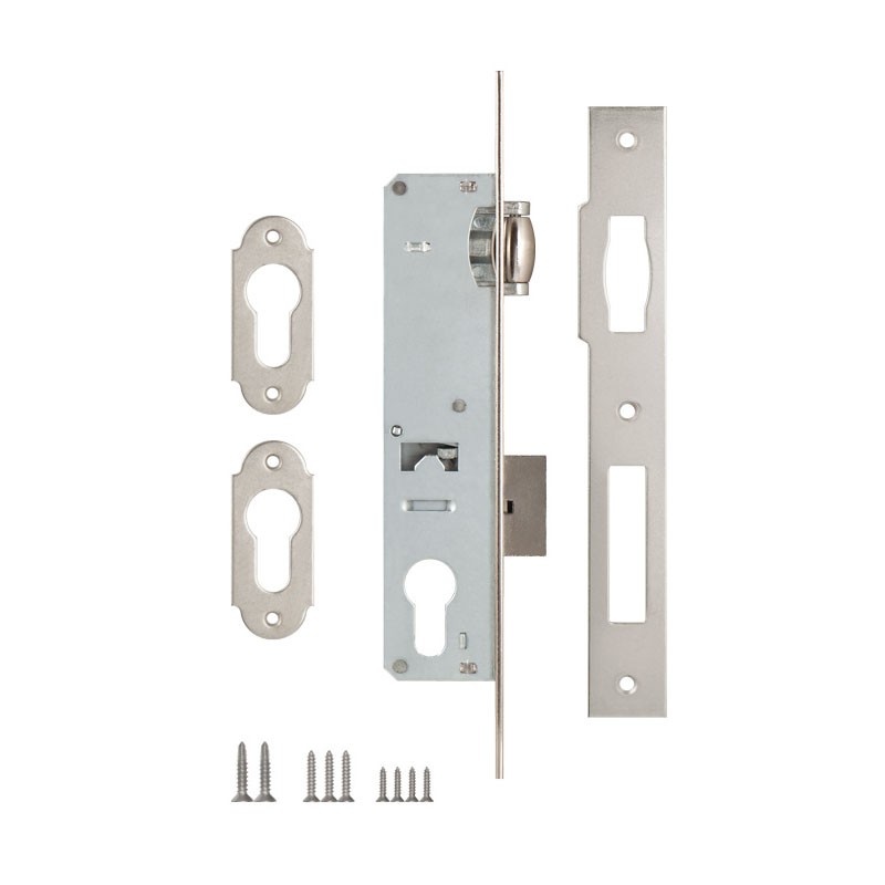 Корпус Kale kilit (Кале килит) узкопрофильного замка с роликовой защёлкой 155 (30 mm) w/b (никель) 