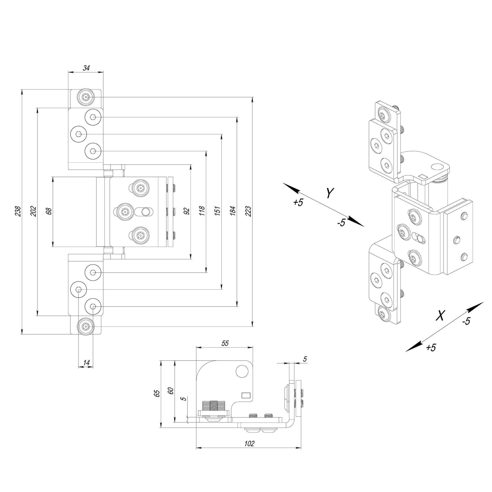 Петля Fuaro (Фуаро) скрытой установки HH-120 (hide hinge) до 120 кг (на 2 петли) 