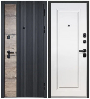 Luxor 2 Дуб Вертикаль Черный кварц, Канадский дуб пацифик / Эмалит белый