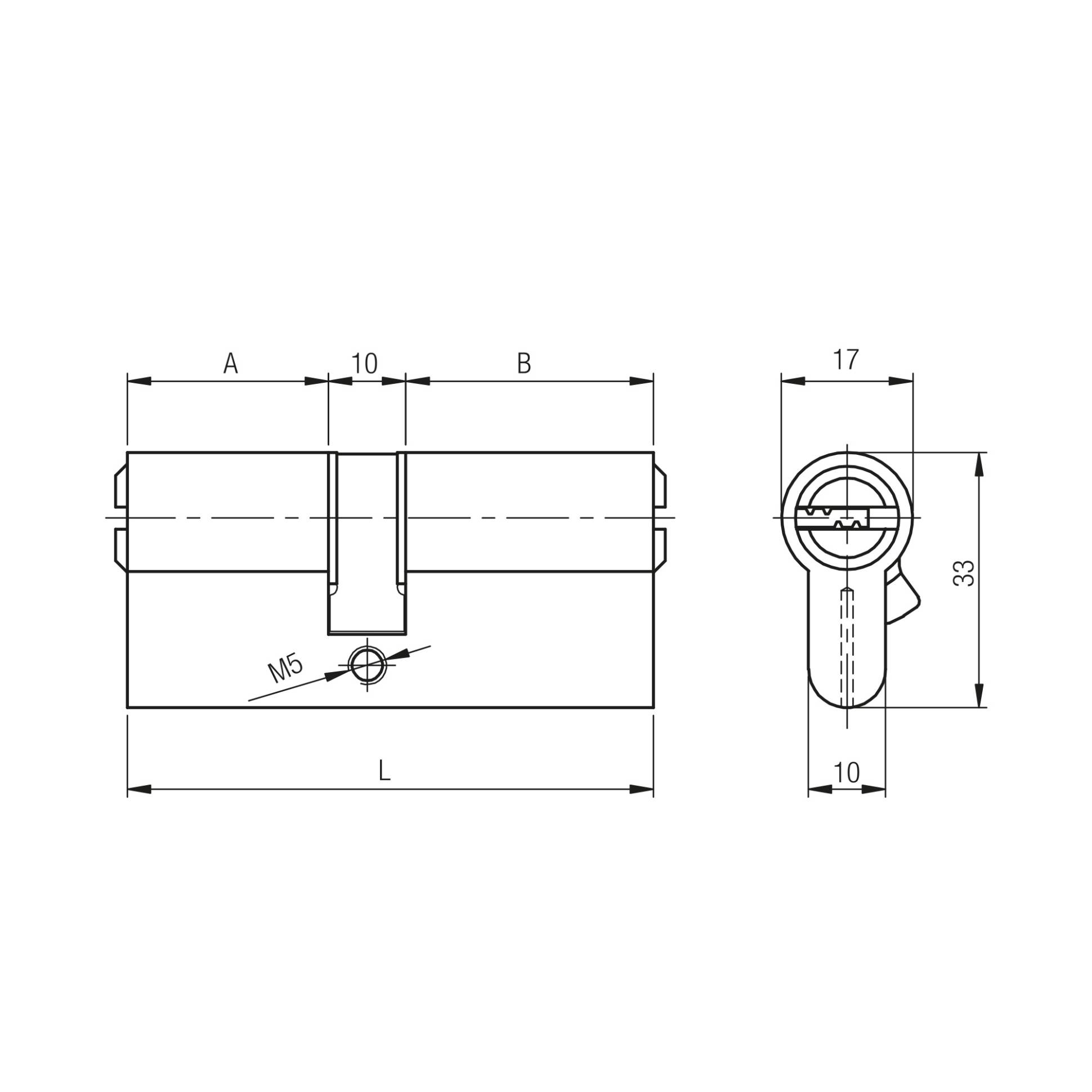 Цилиндровый Kale kilit (Кале килит) механизм 164 BN/68 (26+10+32) mm никель 5 кл. 