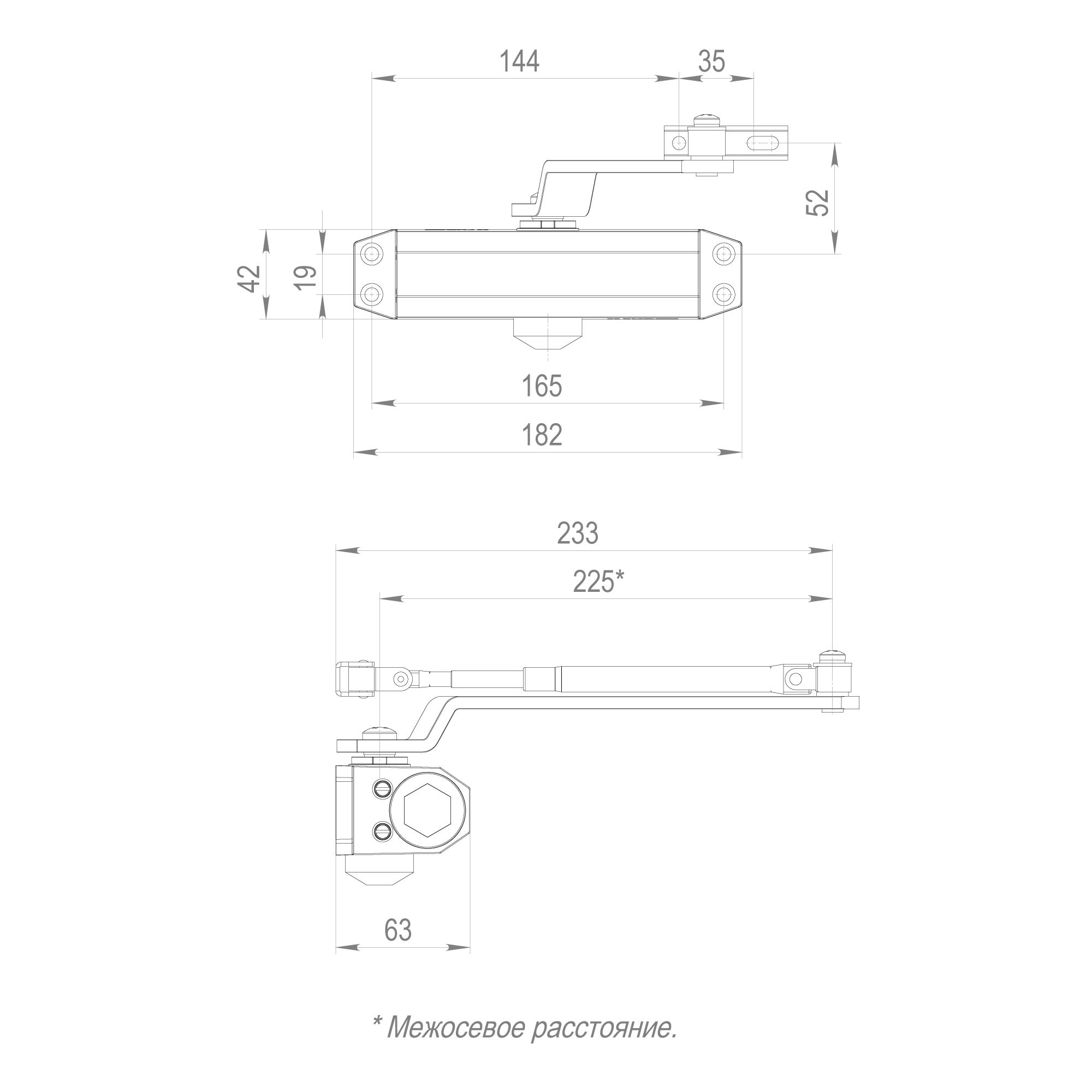 Доводчик Fuaro (Фуаро) дверной DC20-3 (DC-203) BR до 65 кг (коричневый) 