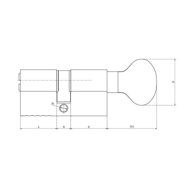 Цилиндровый механизм Kale kilit (Кале килит) с вертушкой 164 BM/100 (40+10+50) mm никель 5 кл. 