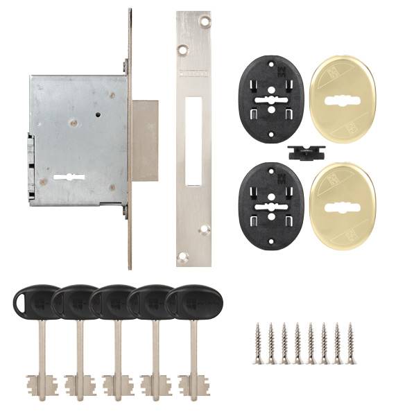 Замок Mottura (Моттура) врезной сувальдный 40.751.42 (с отв. планкой, без накладок) 