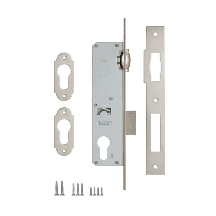 Корпус Kale kilit (Кале килит) узкопрофильного замка с роликовой защёлкой 155 (25 mm) w/b (никель) 