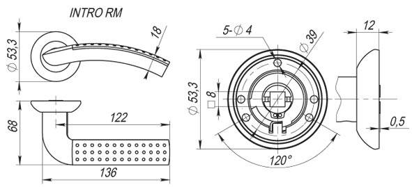 Ручка Fuaro (Фуаро) раздельная R.RM54.INTRO (INTRO RM) SN/CP-3 матовый никель/хром 