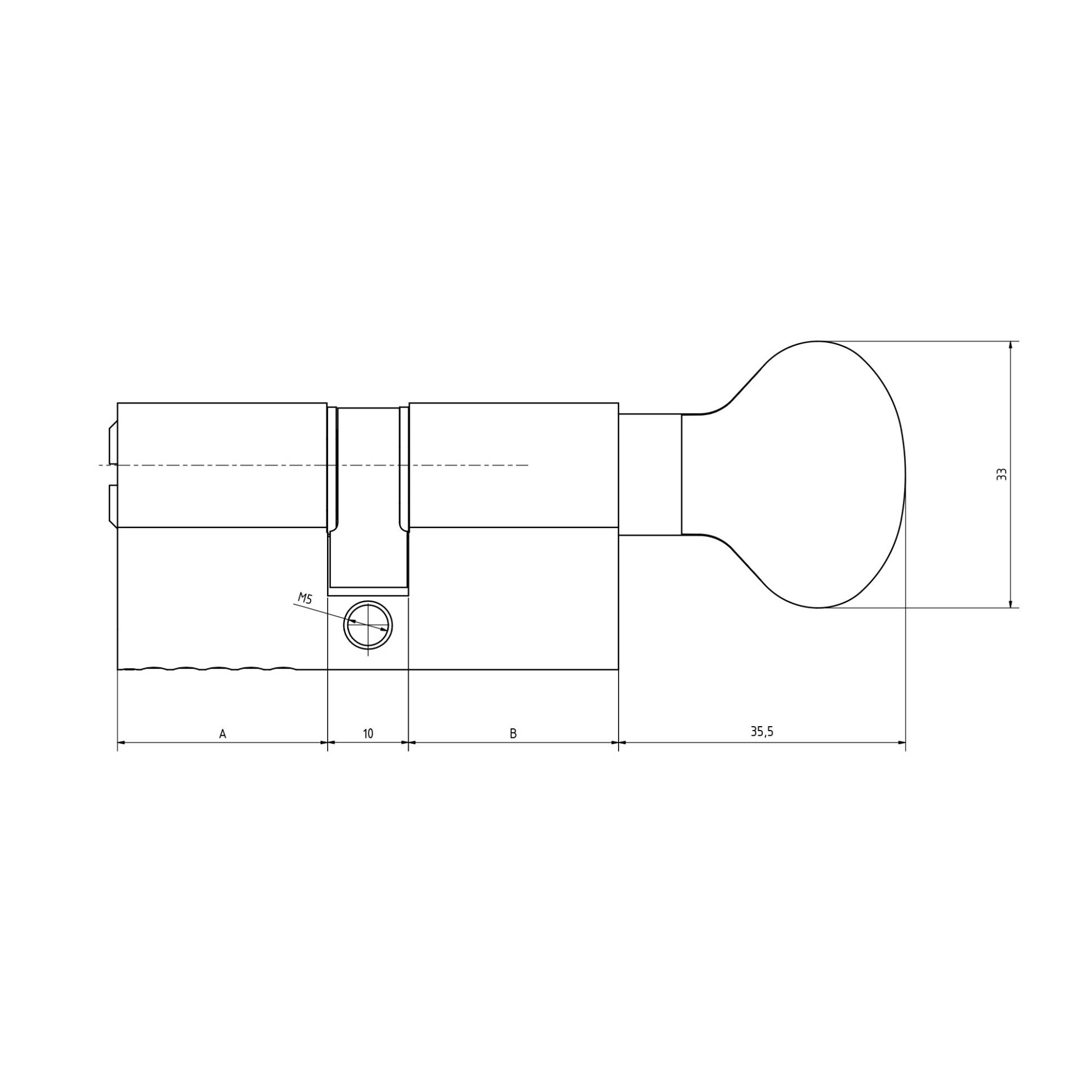 Цилиндровый механизм Kale kilit (Кале килит) с вертушкой 164 BM/100 (45+10+45) mm никель 5 кл. 